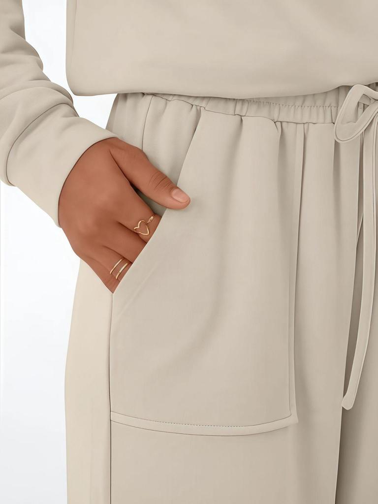 2025 Autumn/Winter Women's Casual Fashion Set with Pockets and Drawstring