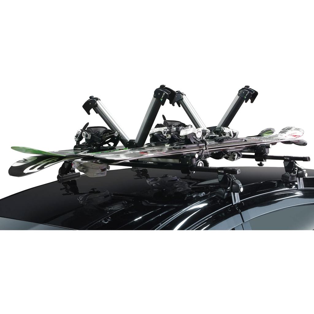 Terzo (by PIAA) Ski/Snowboard Carrier Attachment, Gullwing, Extra, Metal Silver, Double-Opening, with Lock, ES152, Holds 4 Snowboards or 6 Skis