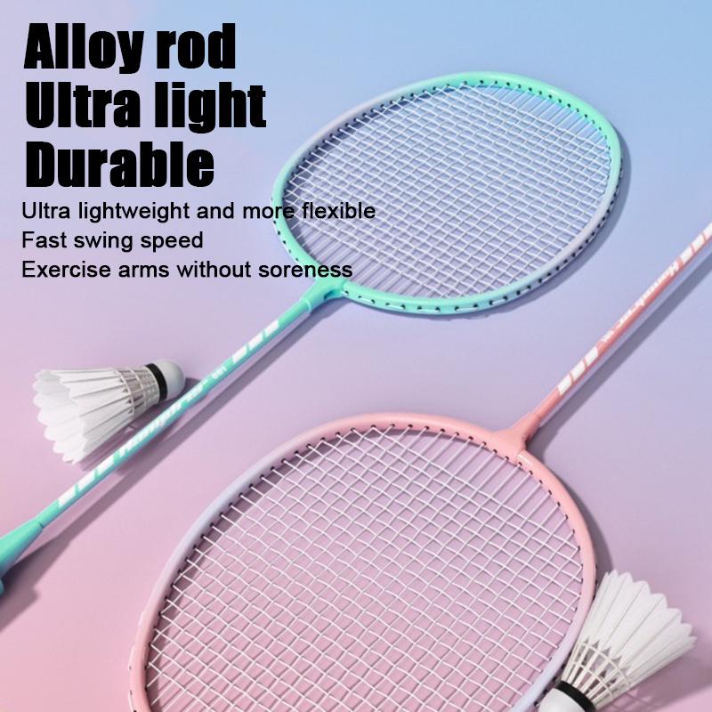 Double Badminton Racket Set For Adults With Durable High Elasticity Good Looks Foam Handle Feathers Professional Defensive