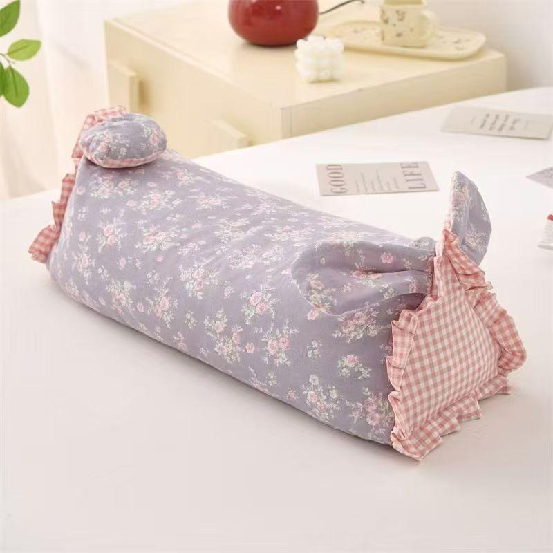 Lavender Buckwheat Filled Cotton Pillow Neck Support Rectangular Adult Size Style