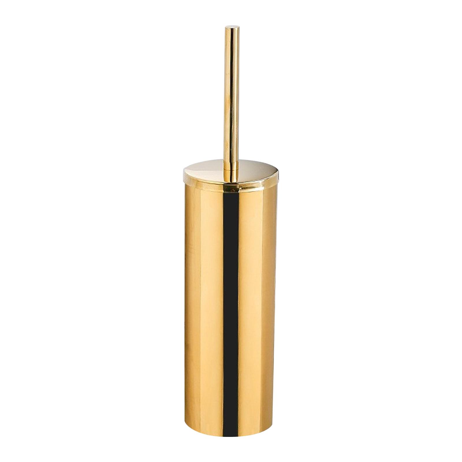 Stainless Steel Toilet Brush with Holder Floor Standing Bathroom Cleaning Tool Durable Handle and Compact Design for Easy Storage One Size золотой