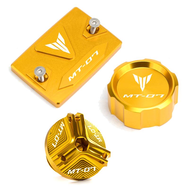 For Yamaha MT09 Mt 09 07 2014- MT07 -2023 Accessories Motorcycle Front and Rear Brake Tank Cap + Engine Oil Filler Cap