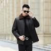 Autumn and winter new men's genuine leather jacket with fur integrated removable liner, velvet and thickened fur collar daddy outfit