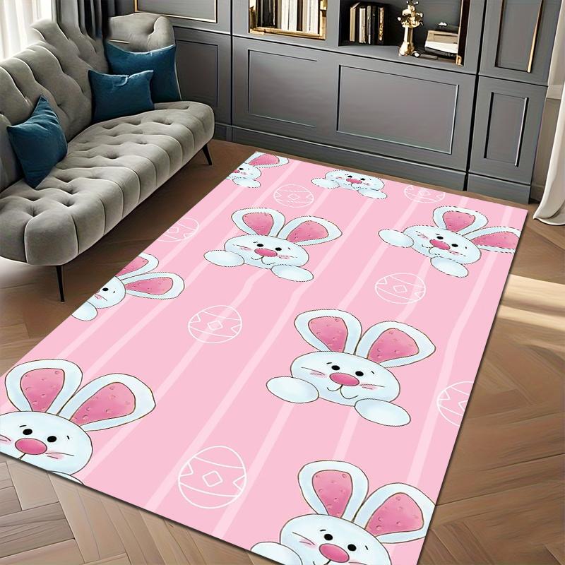 Pink Alfombra Happy Easter Soft Carpets for Living Room Decoration Kids Play Rugs Home Decor Gift Chair Carpet Bedroom Decor