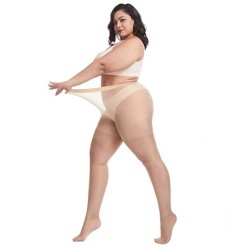 15D Plus Size Women Stretch Panty-Hose Xxxxl White High Waist Tights Oversized Thin Large Black Stockings Pantyhose Leggings 5Xl