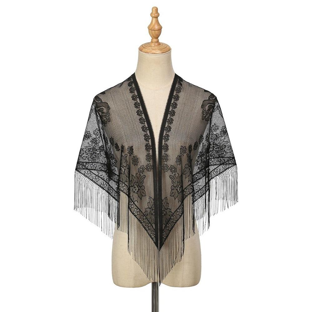 Hollow Mesh Women Shawl Transparent Triangle Scarf Fashion Lace Scarf Cosplay 4