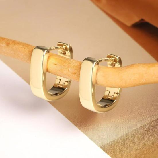 1 Pair Women Earrings, Hypoallergenic U-Shaped Hoop Earrings, Smooth Polished Surface Copper Earrings for Jewelry Gift
