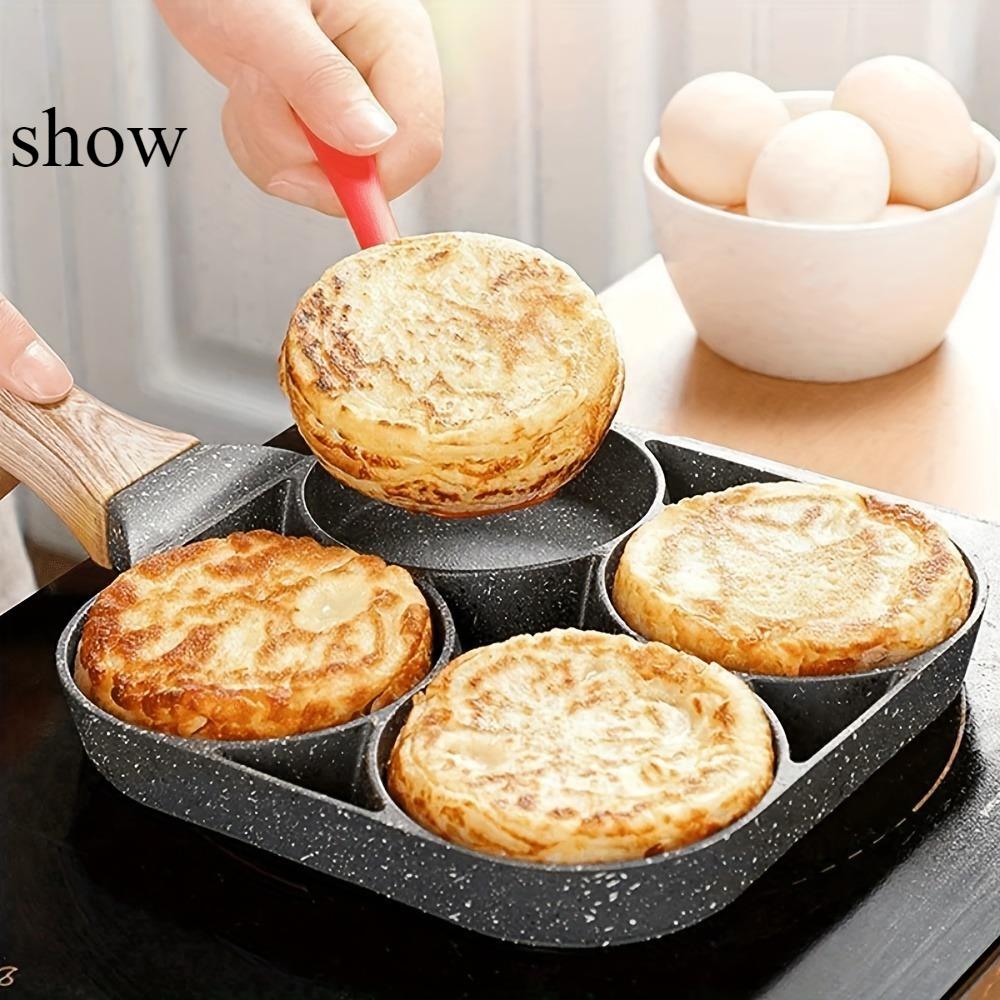 Versatile 4-hole Non-stick Frying Pan for Omelets, Eggs, Dumplings, and Steaks - Perfect for Induction Cooking