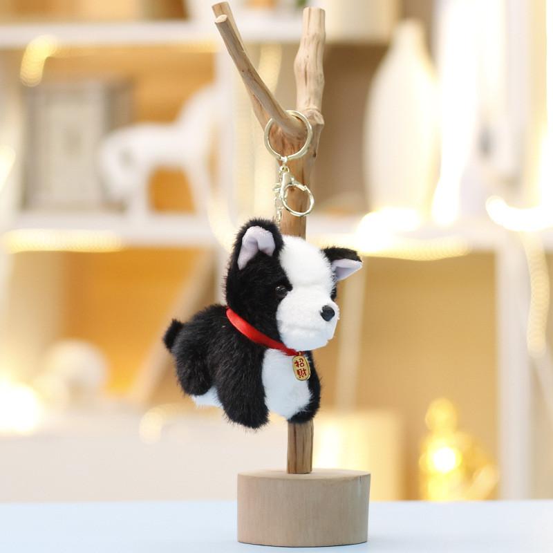 

Adorable Animal Plush Dog With Keyring For Gift And Bag Accessory Black