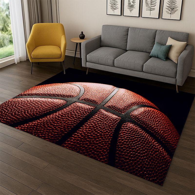 Retro Basketballplatz Cartoon Sport Teppich für Schlafzimmer Wohnzimmer Sofa Spielzimmer Fußmatte Heimdekoration, Kinderteppich rutschfest