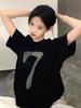 Camiseta Feminina Tendência 2024 Estilo Hong Kong Manga Curta Algodão Puro Tamanho Grande