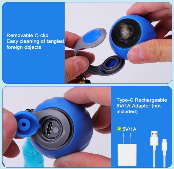 Cat Interactive Ball Toy Electric Cat Ball Toys Automatic Rolling Ball Faux Tail Rechargeable Smart Pet Interactive Toy Dog Cat Training Imitate Mouse