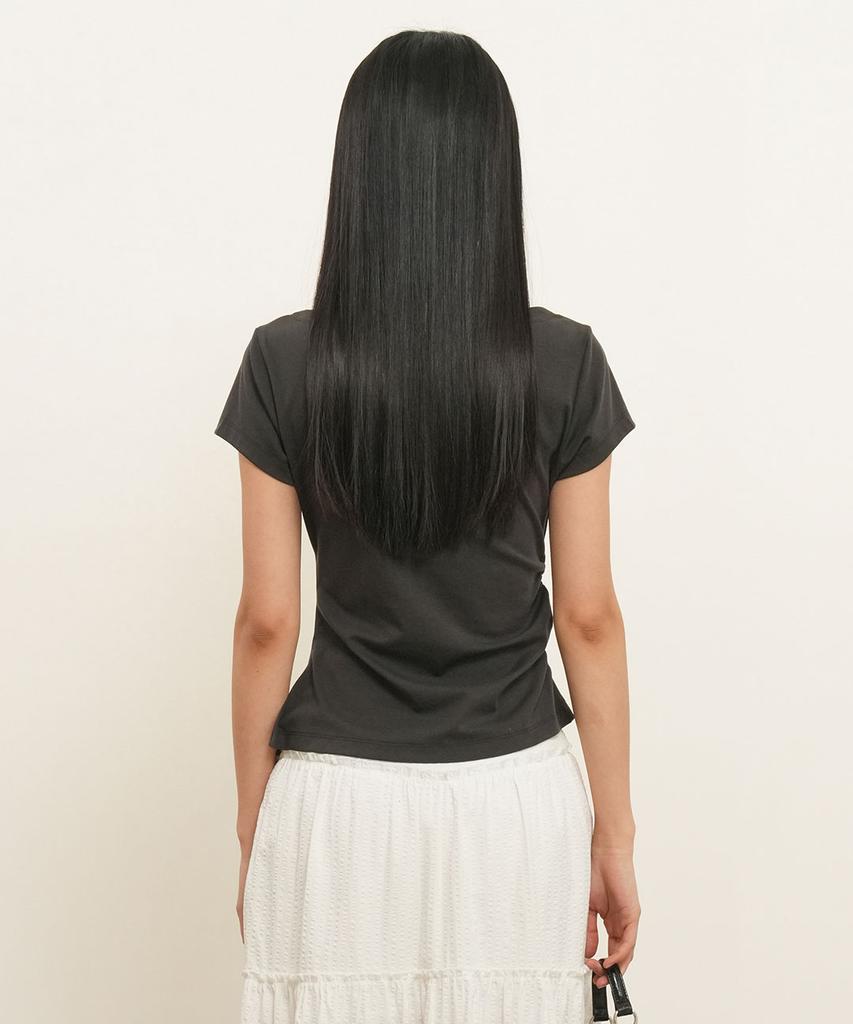 GENERALIDEA Drape Shirred Jersey Blouse [Charcoal] / Gf2Lts527
