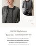 Women's Cashmere Zip-Up Cardigan - Color-Block Jacquard, Autumn/Winter Collection, Round Neck Knit Sweater