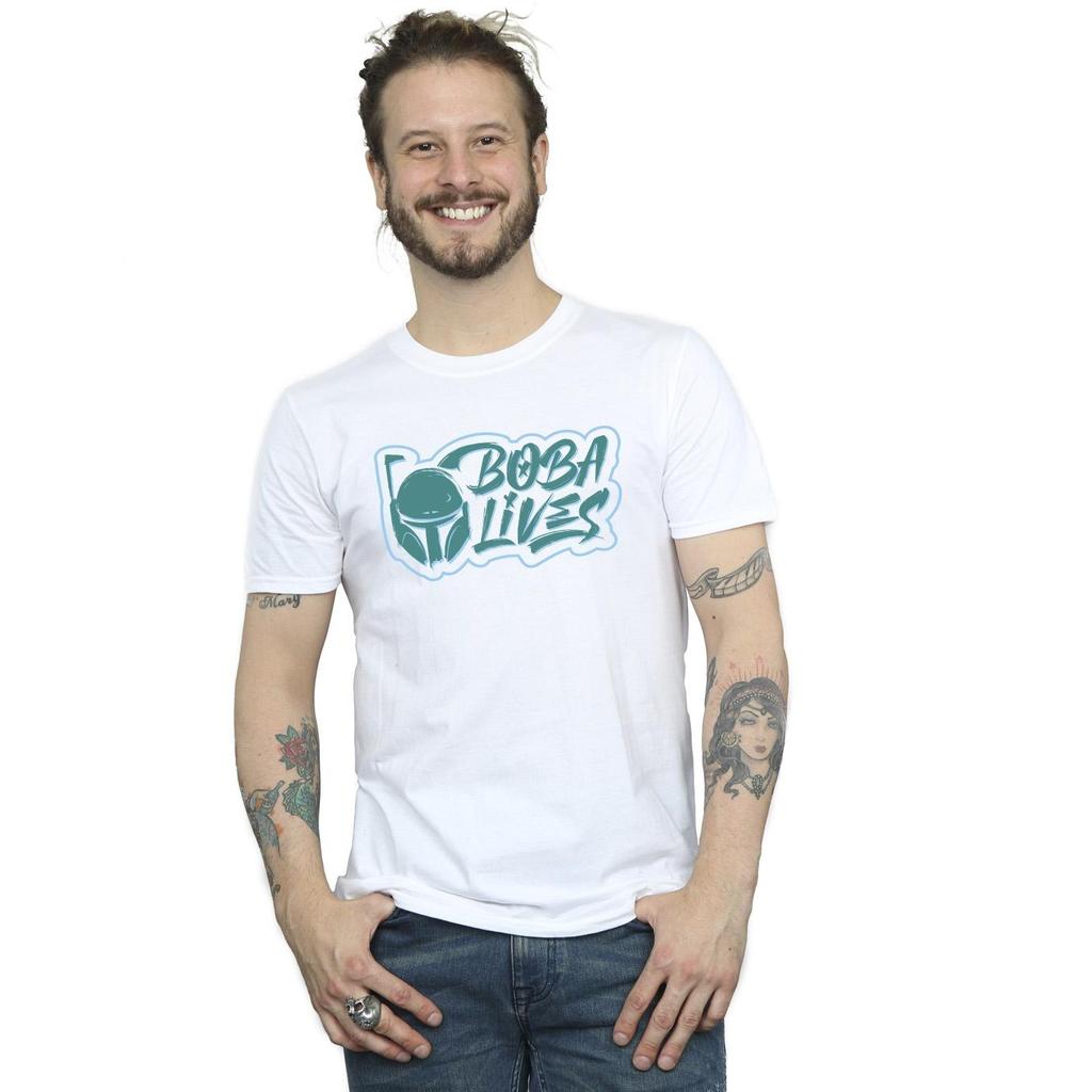 Star Wars Mens The Book Of Boba Fett Lives Chest T-Shirt
