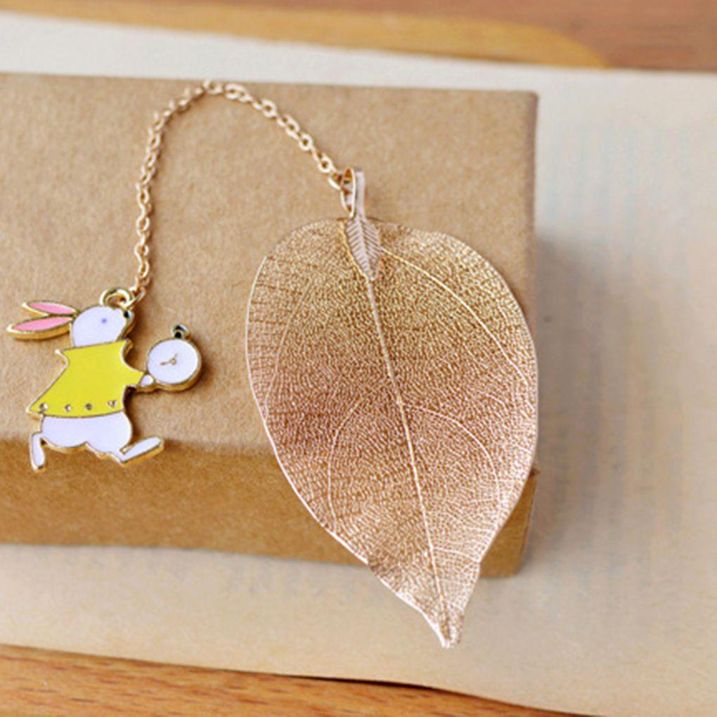 Lovely Girl Rabbit Bookmarks Fairy Tale Gold Color Texture Reading Books Mark Student Stationery