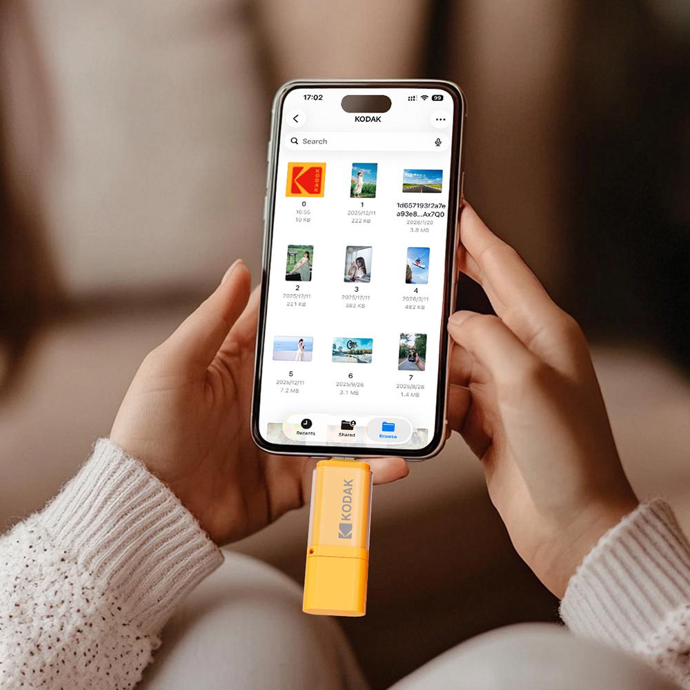 Kodak K200 USB 3.2 Flash Drive Dual Interface Type‑C & USB‑A OTG Memory Stick with Frosted Matte Finish 32GB/64GB/128GB/256GB for PC Phone Tablet Car