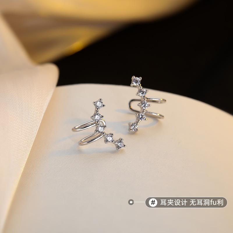 

S925 Silver Zircon Ear Clips for Women No Piercing Elegant Minimalist Ear Cuff срібний