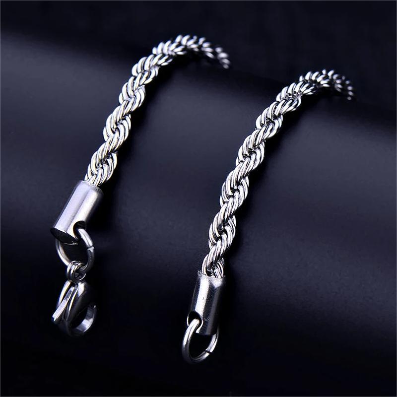 2026 European, American and Cuban Hip Hop Hiphop Trendy Men's Thin Bracelets Niche Men's Non-fading Twist Chain Jewelry