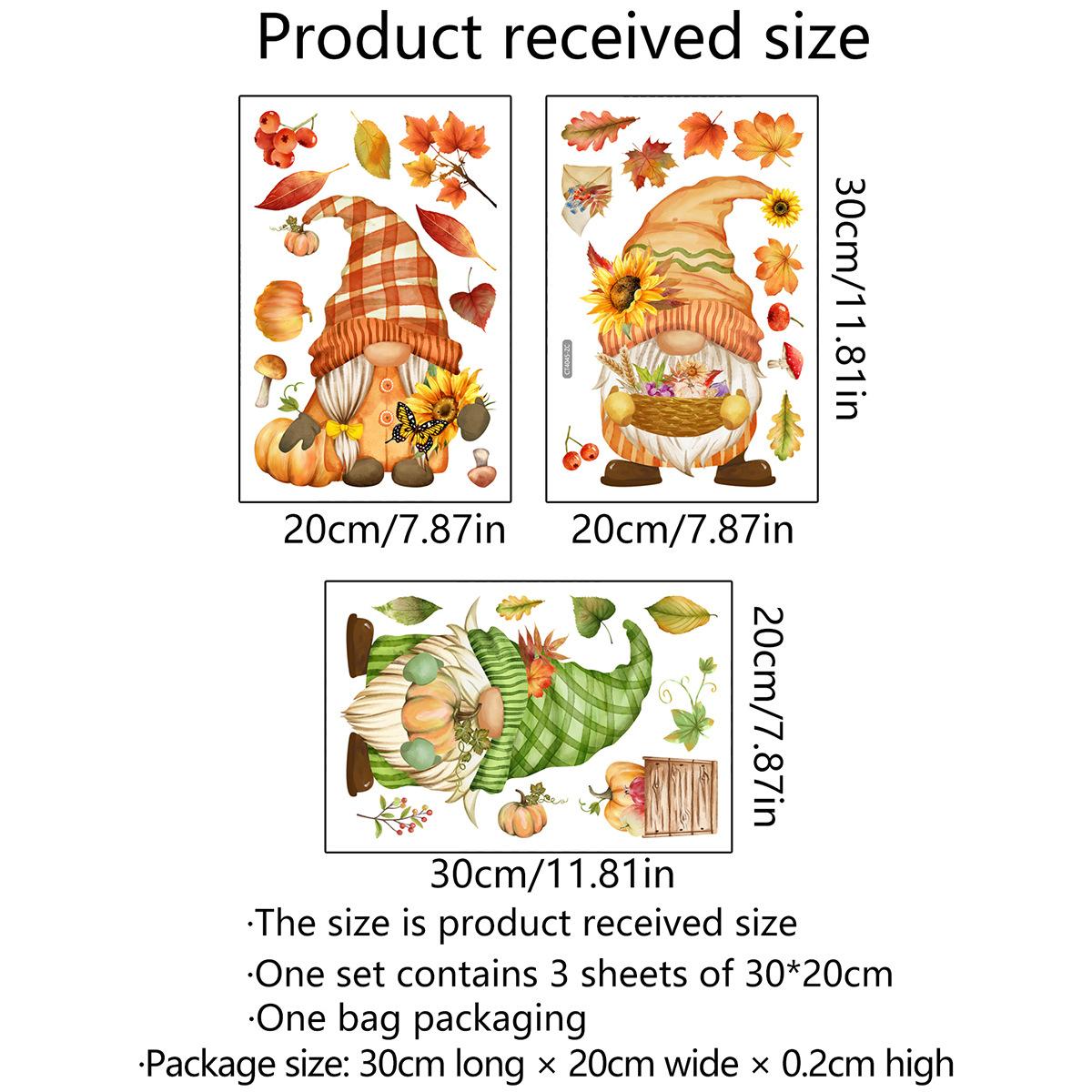 

Мультфильм Осенний кленовый лист Тыква Подсолнух Стикер стены, электростатические стеклянные наклейки Домашнее украшение Наклейка на стену на День благодарения и Рождество CT4045ZC 20x30cmx3pcs
