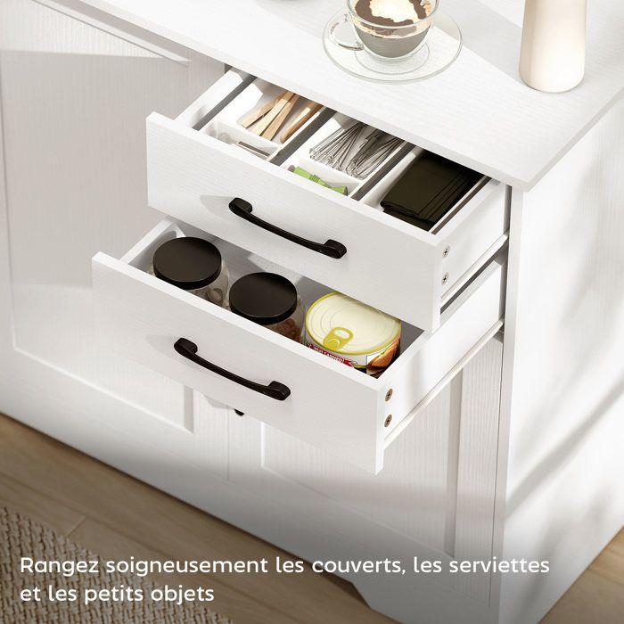 Aparador - HOMCOM - 3 puertas, 2 cajones y estante regulable - panel de partículas y MDF - 120 x 38 x 79 cm - blanco