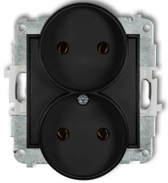 Mini Double Socket B/U Matte Black 12Mgpr-2