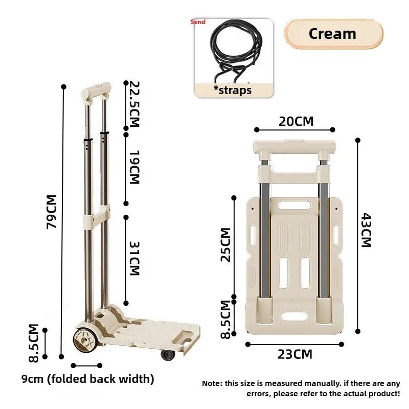 Wheeled Small Truck with Foldable Pull Rod Portable Shopping Cart Household Grocery Cart Small Pull Cart, Luggage Cart
