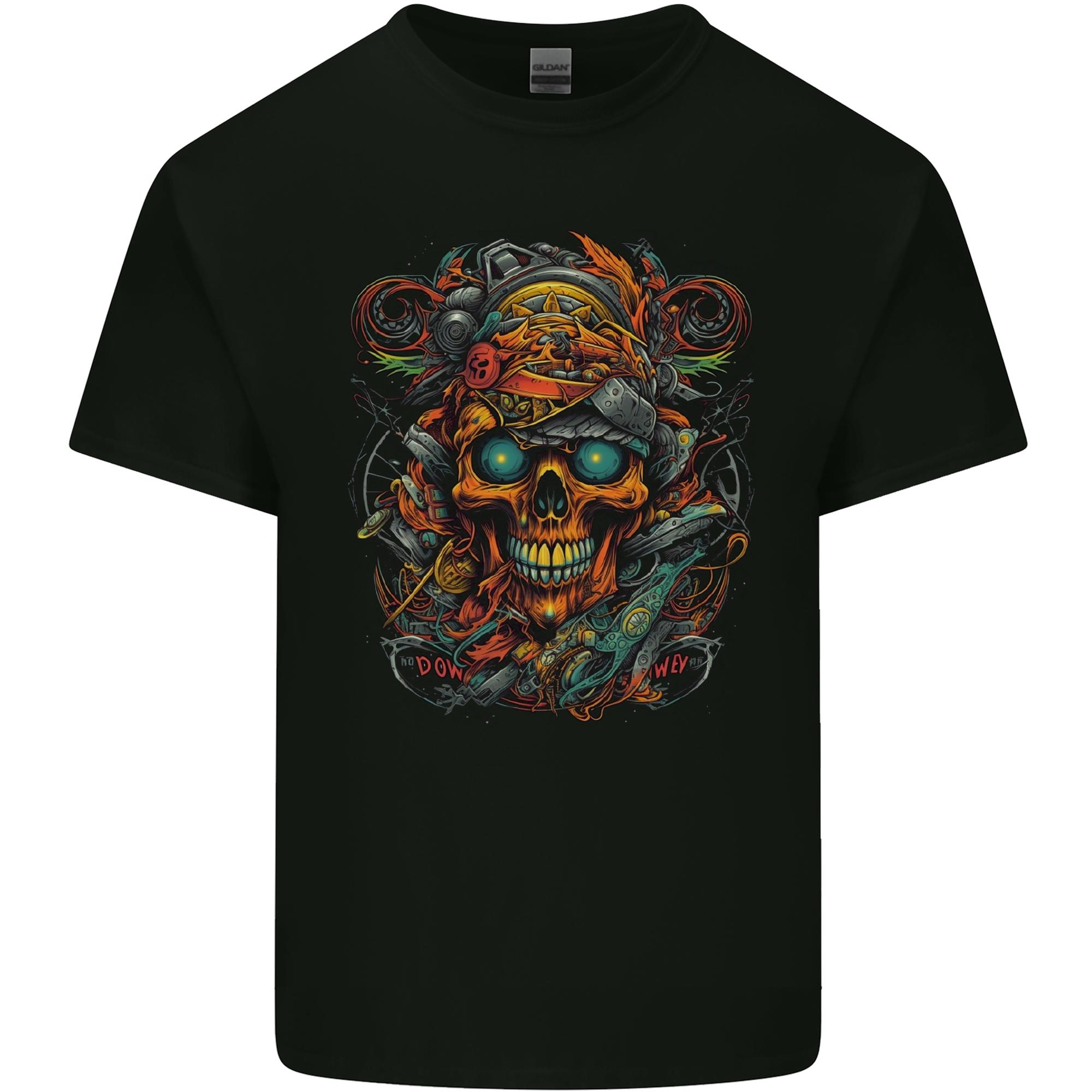 A Twisted FUBAR Skull Demon Pirate Unisexs Light Cotton TShirt S