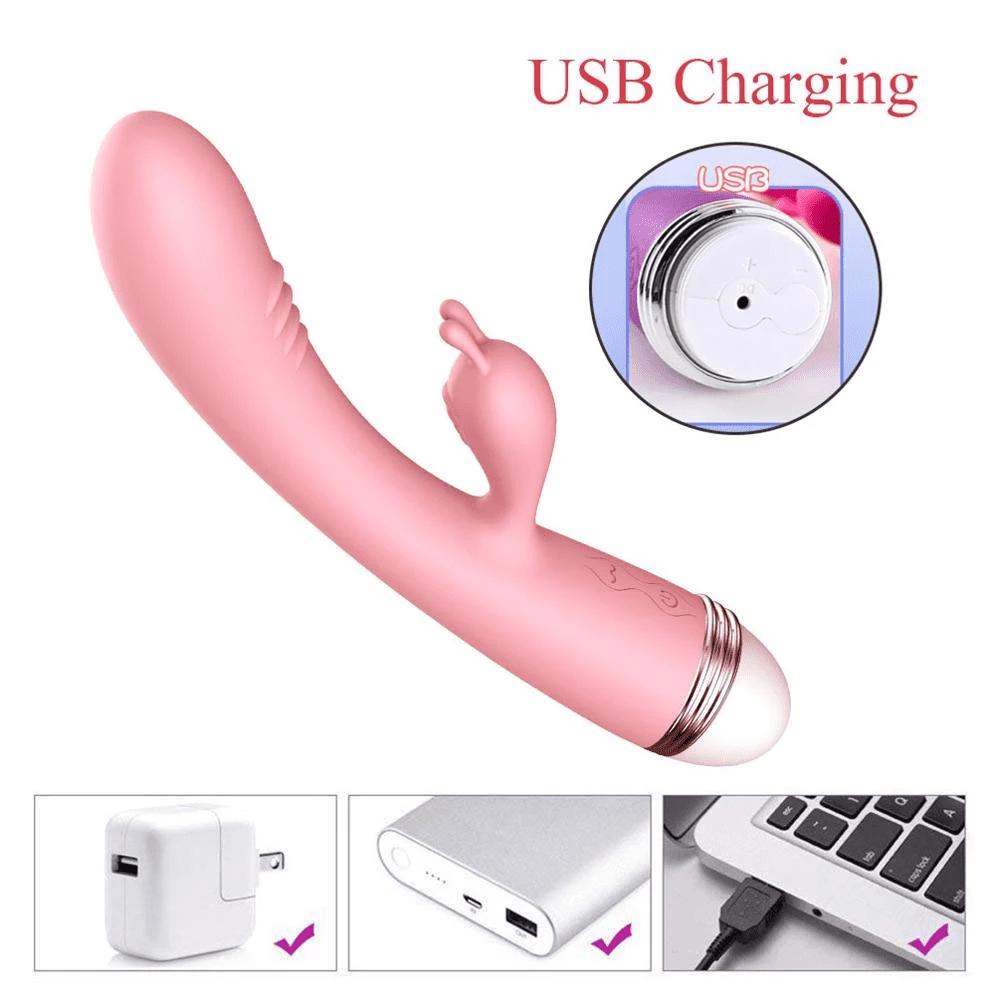 Powerful Rabbit Vibrator for G Spot Vaginal Stimulation with 12 Vibration, Waterproof Adult Sex Toys for Women and Couples ,Pink
