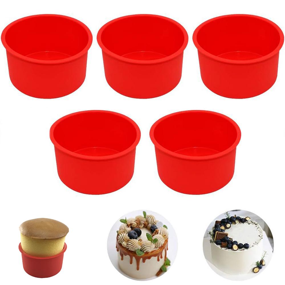4Inch Silicone Mini Mold Round Silicone Cake Pan Reusable Cake Pan for Muffin Cupcake Layer Cheese Rainbow Cake Kitchen Tool
