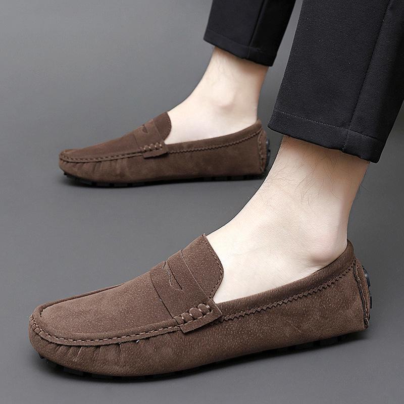 Men's Suede Hand-Stitched Driving Shoes with Soft Soles