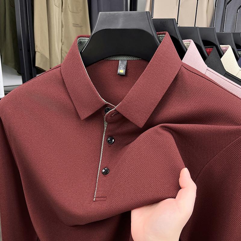 Men's Trendy Long-Sleeve Lapel Polo Shirt - Casual Slim-Fit Base Layer