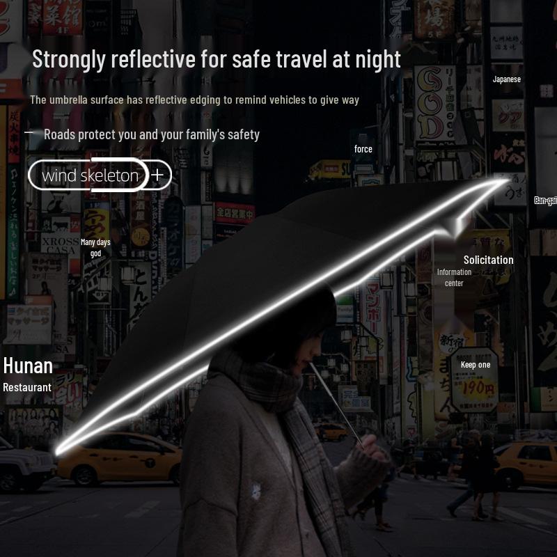 LED-Licht Sicherheitsreflektierender Winddichter Regenschirm für Männer & Frauen - Verstärkt, Groß & Verdickt für Geschäfts- & Sturmbedingungen