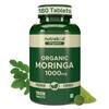 Nutrabud Moringa Tablets 1000mg Organic Supplement for Daily Energy Immunity and Digestive Support 180 Count Pack of 1