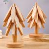 1 Set Christmas Tree Coaster with Base 3 Layers Tree Shape Wooden Trivet Anti-scald Heat Resistant Countertop Pot Pan Coffee Tea Cup Holder