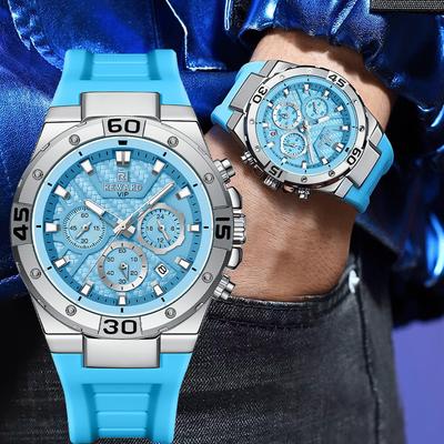 Fashion Colorful Dial Watch Men Luxury Silicone Chronograph Sports Waterproof Quartz Watch For Men Relogio Masculino