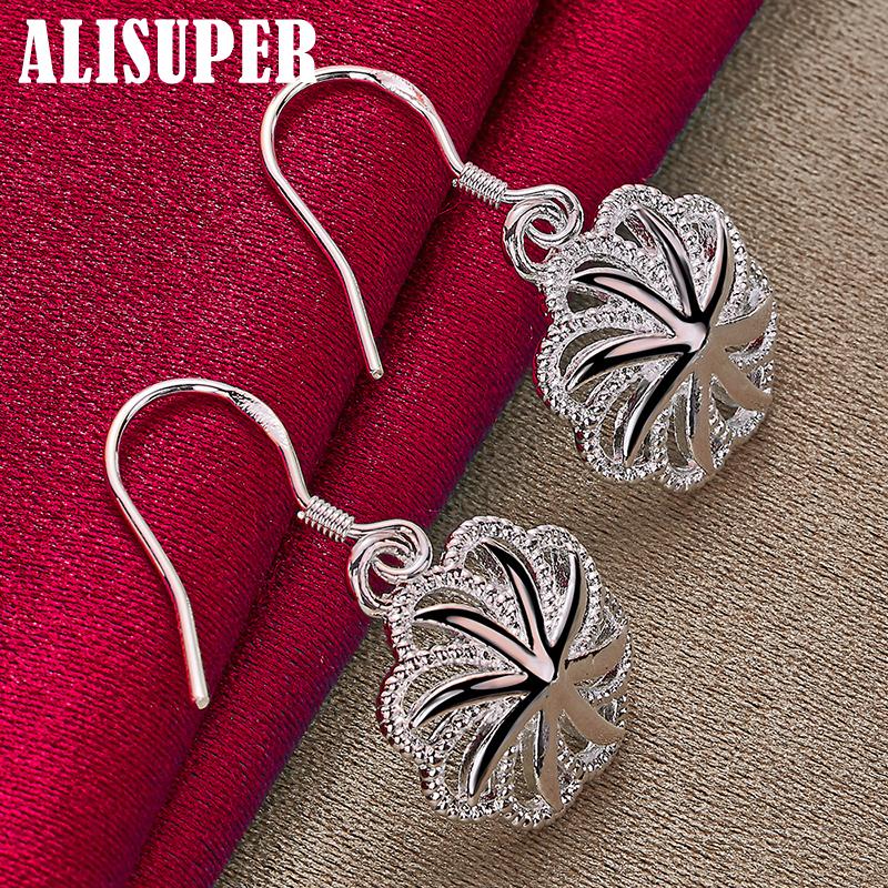 Orecchini pendenti a forma di fiore rotondo in argento sterling 925