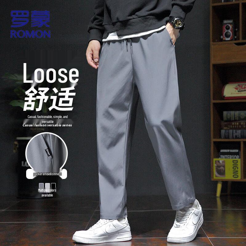 ROMON Men's Autumn Casual Anti-Wrinkle Straight-Leg Pants