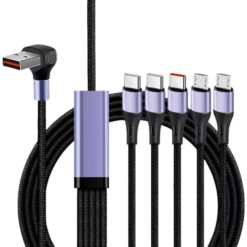 USB A To 5 Port Type-C 5 Pin Charging Data Cable Splitter Cord Universal 66W USB Fast Charging Cord for Phone Tablet