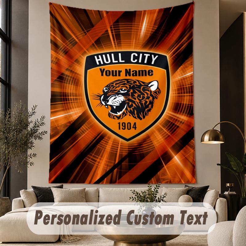 Custom Text Tapestry Hull FC Print Wall Tapestry Indoor Living Room Wall Decor