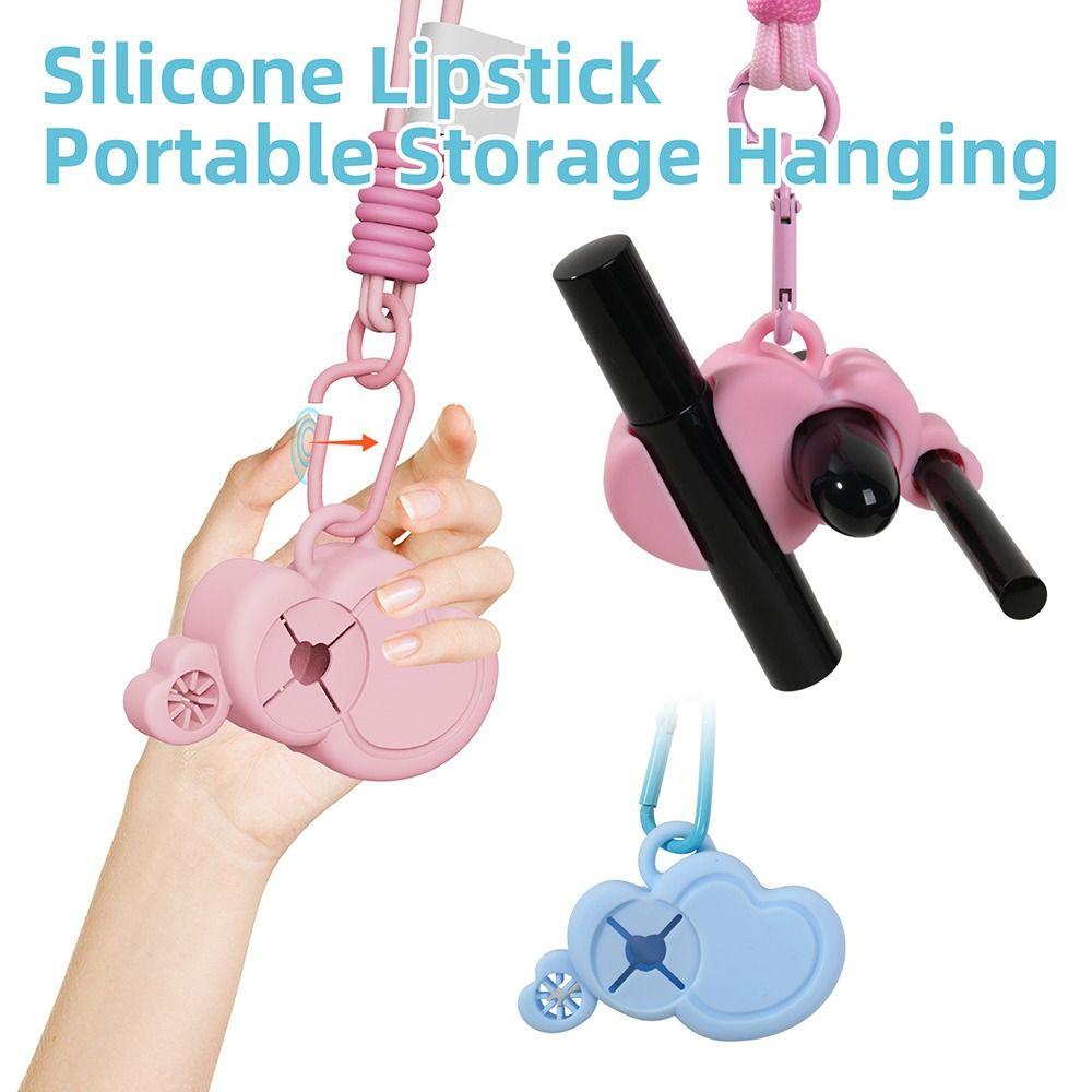 Mini Size Lipstick Storage Bag Silicone Material Lip Glaze Storage Key Chain Bag  Portable Use