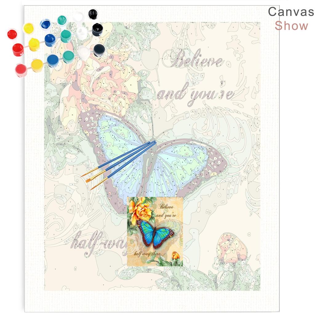 RUOPOTY Olejomalba podle čísel Motýl Nástěnné umění Jedinečný dárek Ručně malovaný obraz podle čísel Zvíře Dekor dětského pokoje