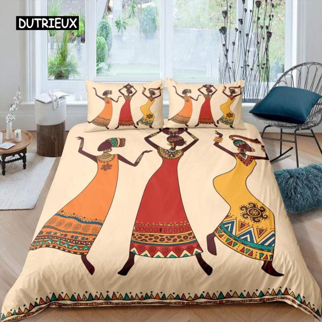 

Пододеяльник в этническом африканском стиле для женщин, наволочка, двойной размер Queen King, полиэстеровый чехол-одеяло EU single(135x200cm)