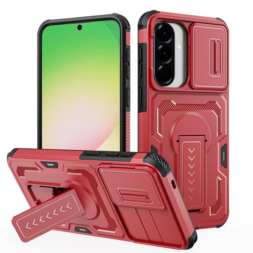 Sliding Camera Lens Cover Shockproof Kickstand Case For Samsung Galaxy A16 A26 A36 A56 A17 A37 A57 5G TPU Frame Plastic Fundas