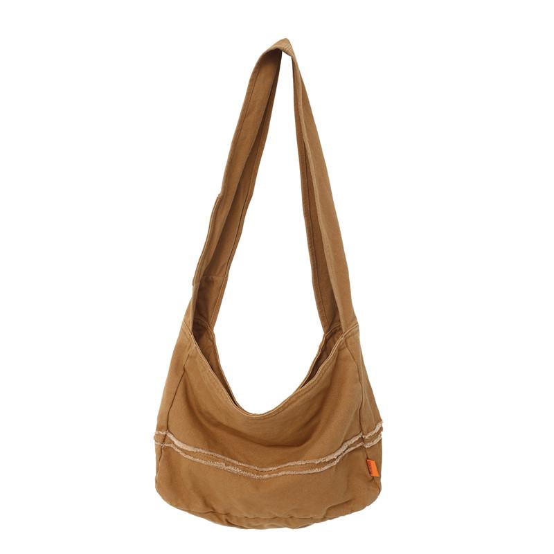 HOCODO Fashion Ladies Messenger Bag Large Capacity Shopping Bag Unisex Canvas Student Shoulder Bag Solid Color Handbag Women