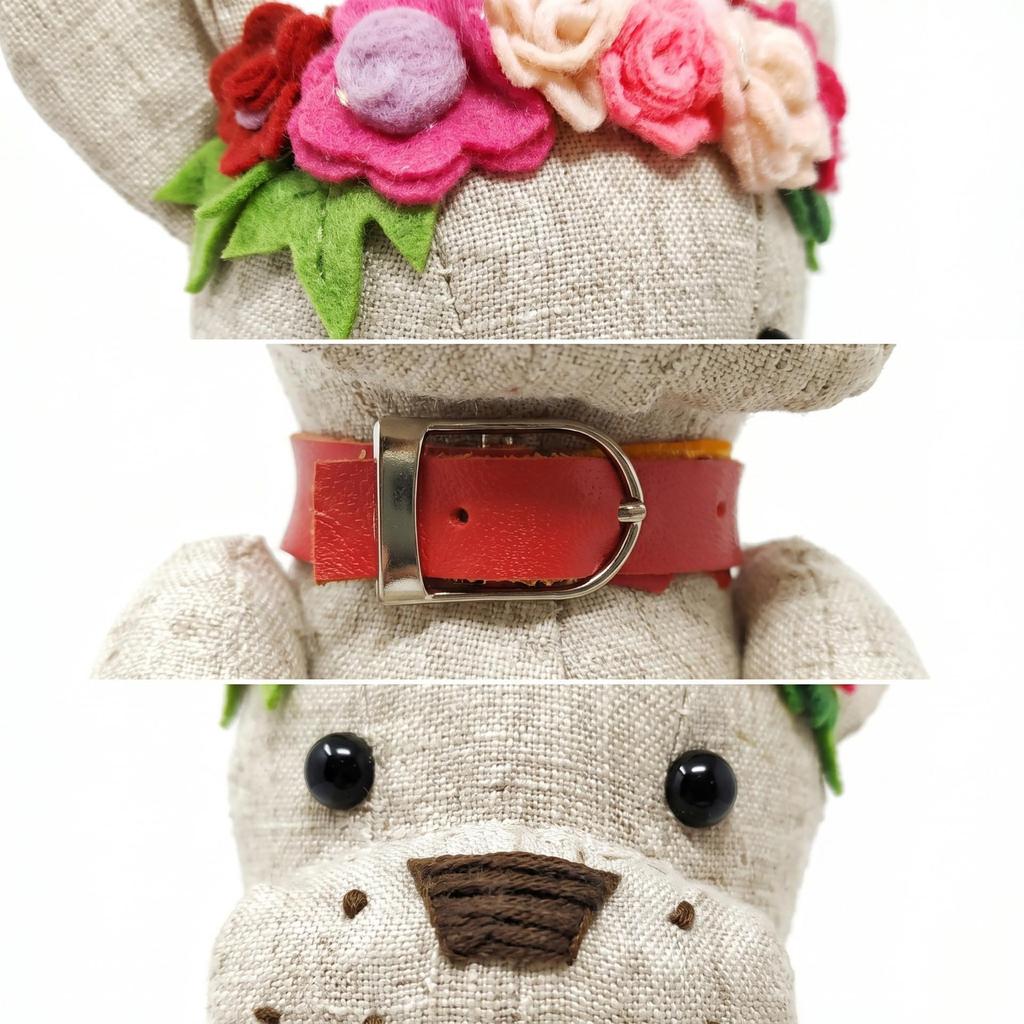 Christmas Linen Fabric French Bulldog Doll Ornament with Wreath - Exquisite Soft-Filled Puppy Figurine