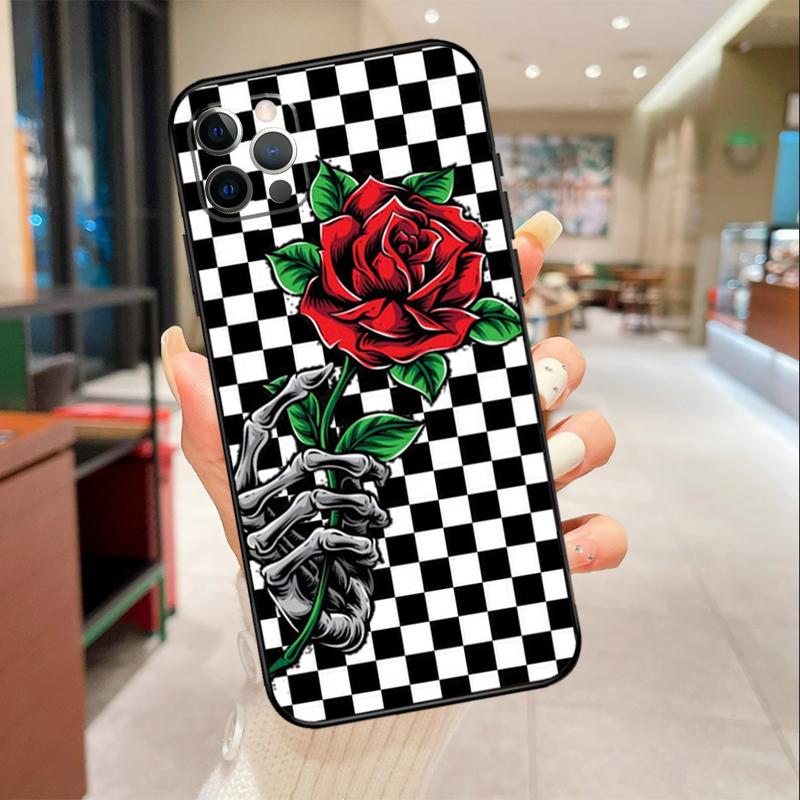 Checkerboard Sunflower Phone Case For iPhone 17 Air 16 14 13 11 15 Pro Max mini 15 16 Plus 16e Protective Cover