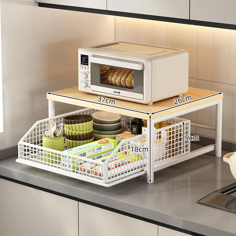Countertop Kitchen Microwave Rack with Drawer for Oven, Rice Cooker, Air Fryer, and Appliances - Floor Standing Storage Organizer