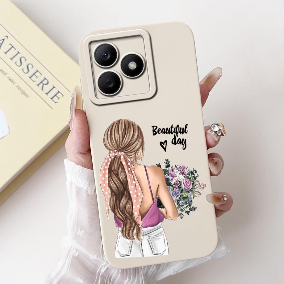 Pour Realme C63 C61 Global 4G Narzo N63 Coque Housse Silicone Souple Fleur Papillon Girly Mode Peinture Étui Téléphone Pare-chocs Fundas