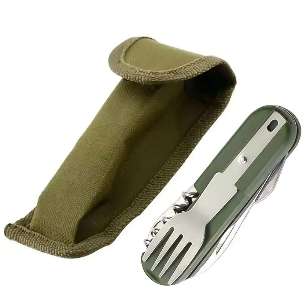 

1Set Multifunctional Outdoor Tableware Stainless Steel Foldable Fork Spoon Accesorios Camping Picnic Hiking Travelling Equipment